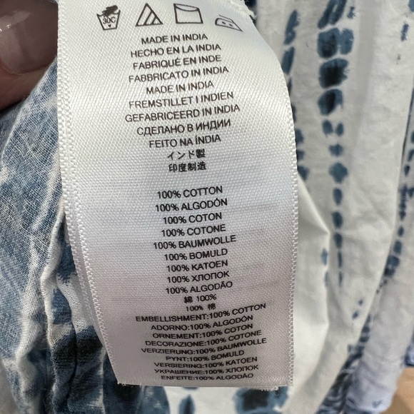 Michael Michael Kors cotton blue and white tie-dye fringe maxi dress size XXS - Picture 10 of 10